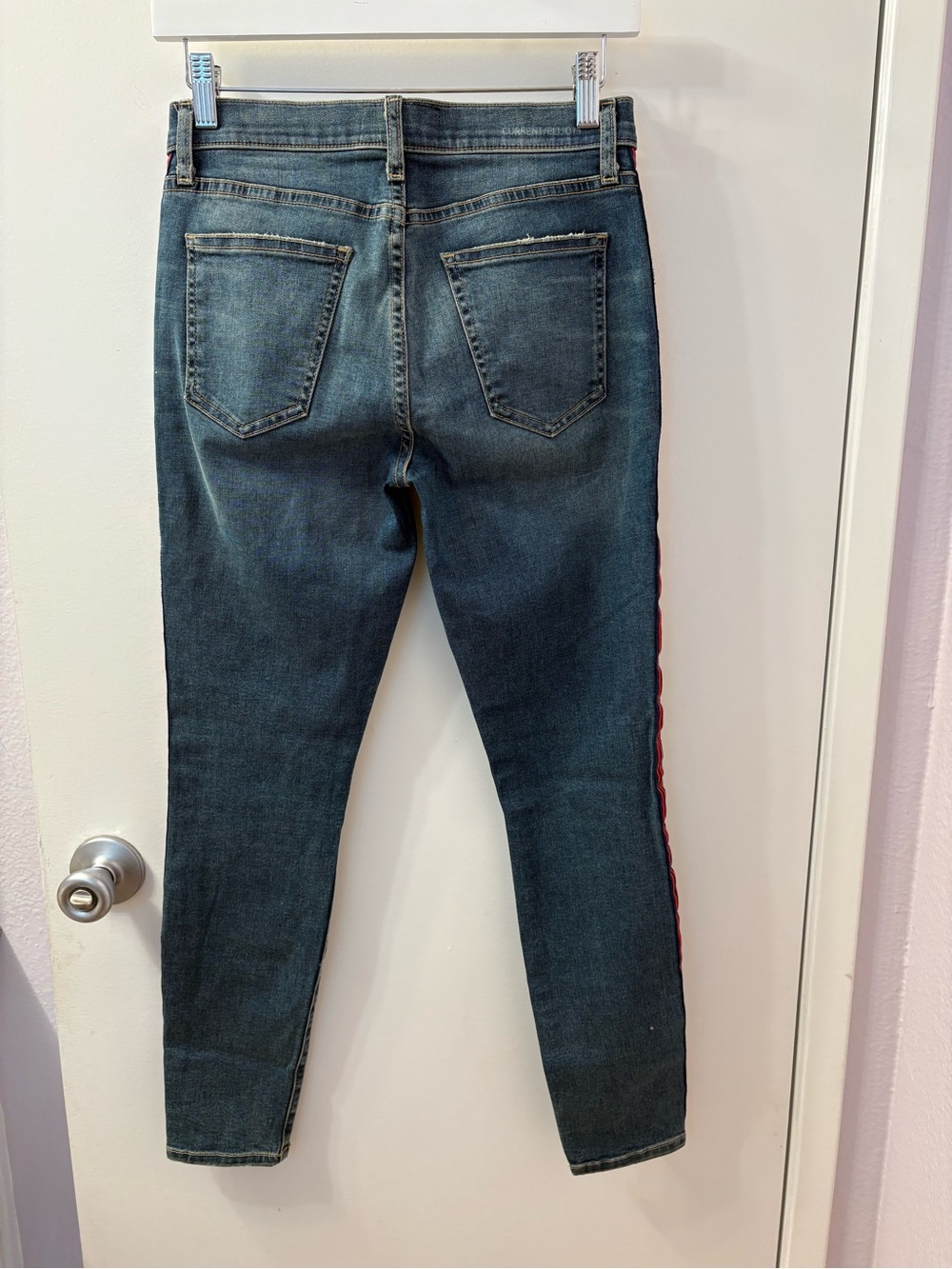 CURRENT/ELLIOTT The High Waist Stiletto Jeans WOMENS 25 Powell Red Stripe NWT - Picture 8 of 10